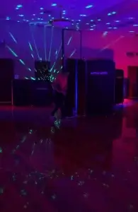 A laser tag night party in a gym.